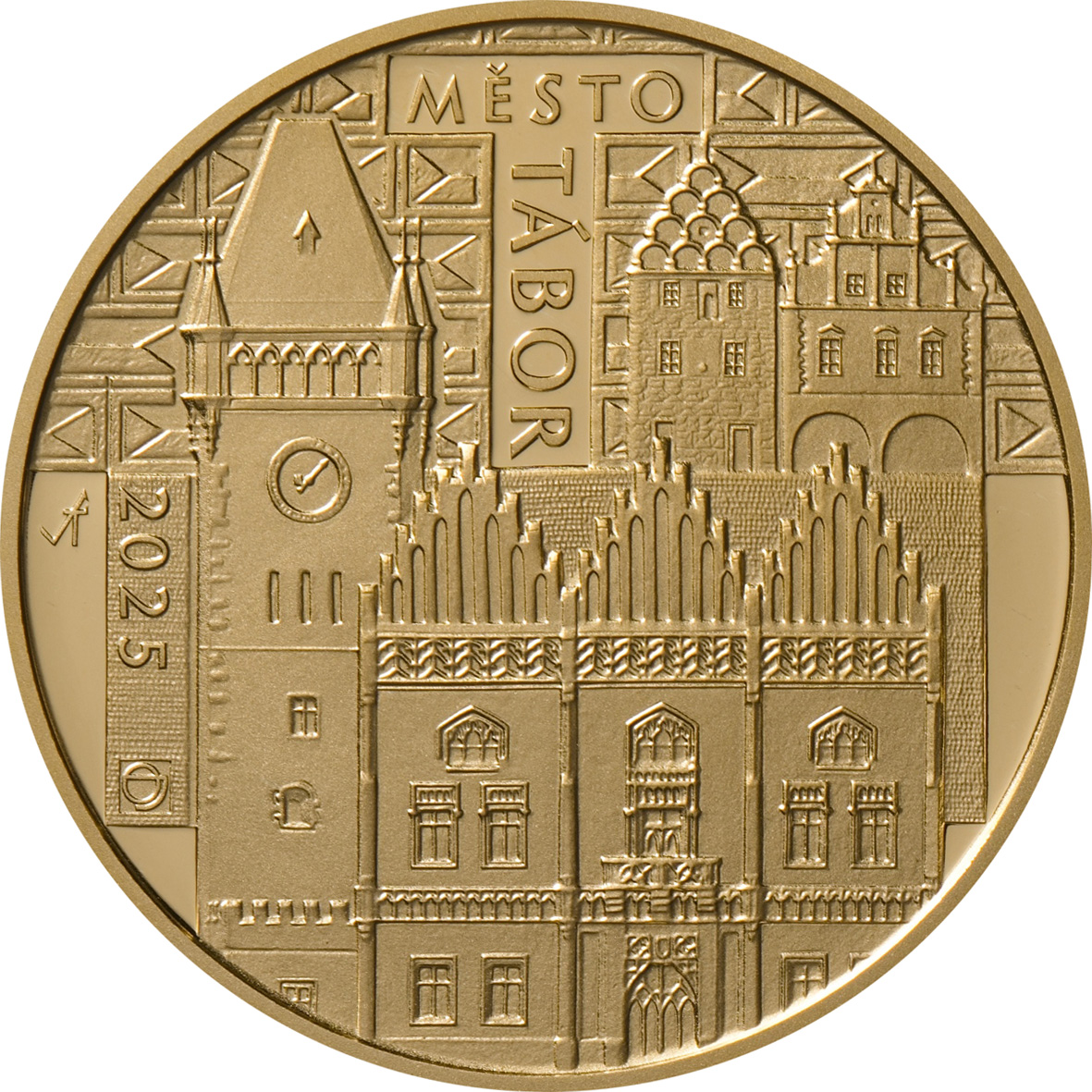 ČNB Zlatá mince 5000 Kč Městská památková rezervace Tábor 2025 Proof – rubová strana