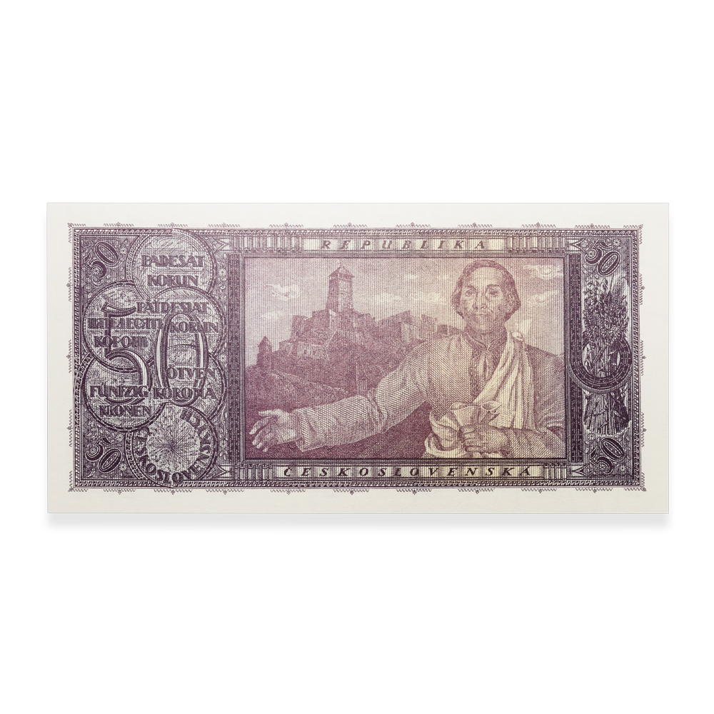 Replika padesátikorunové bankovky dle návrhu Alfonse Muchy - Rozsévač, emise 2022