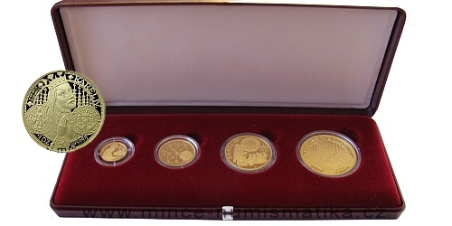 Sada 4 zlatých mincí Karel IV. 1998 Proof