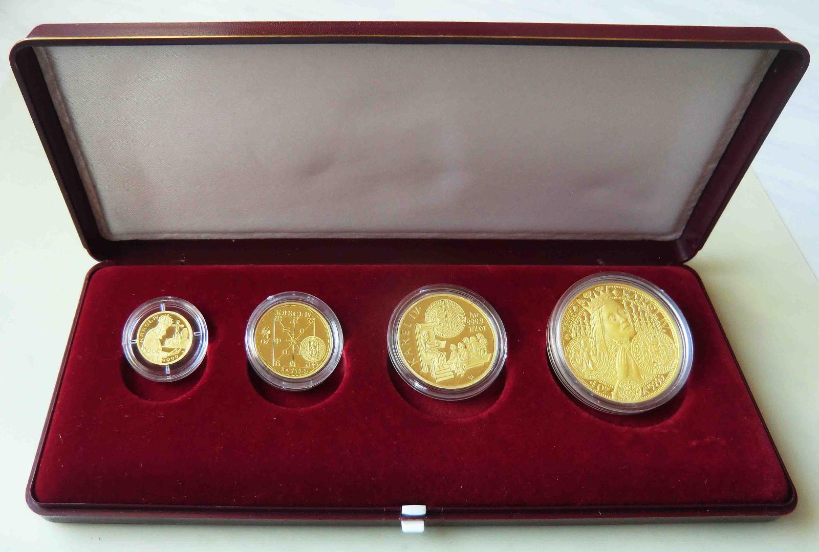 Sada 4 zlatých mincí Karel IV. 1999 Proof