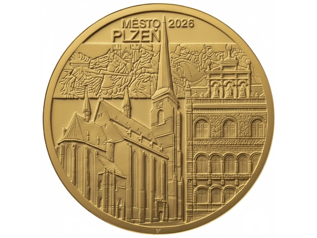 ČNB Zlatá mince 5000 Kč Městská památková rezervace Plzeň Proof