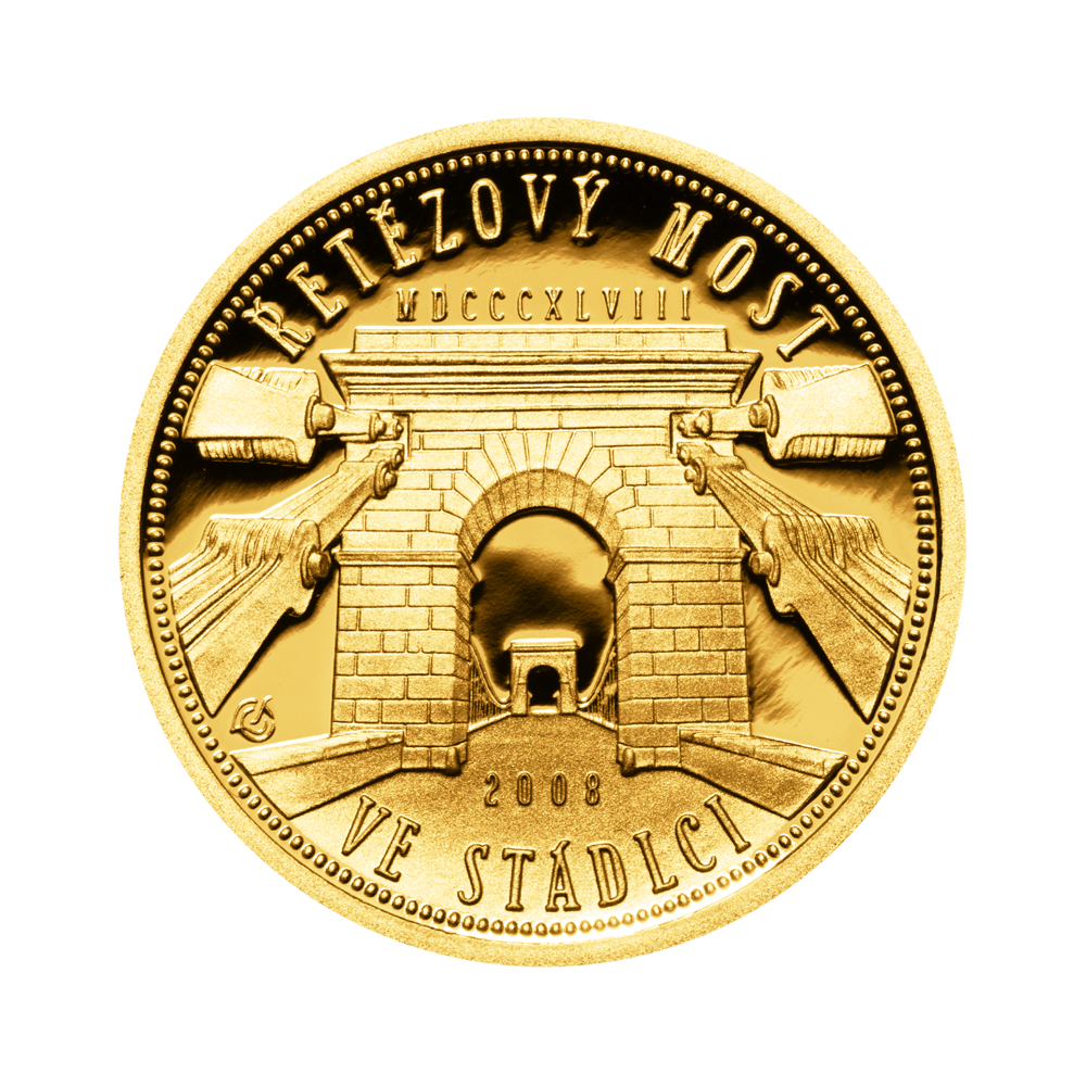 Zlatá mince 2500 Kč Řetězový most ve Stádlci 2008 Proof