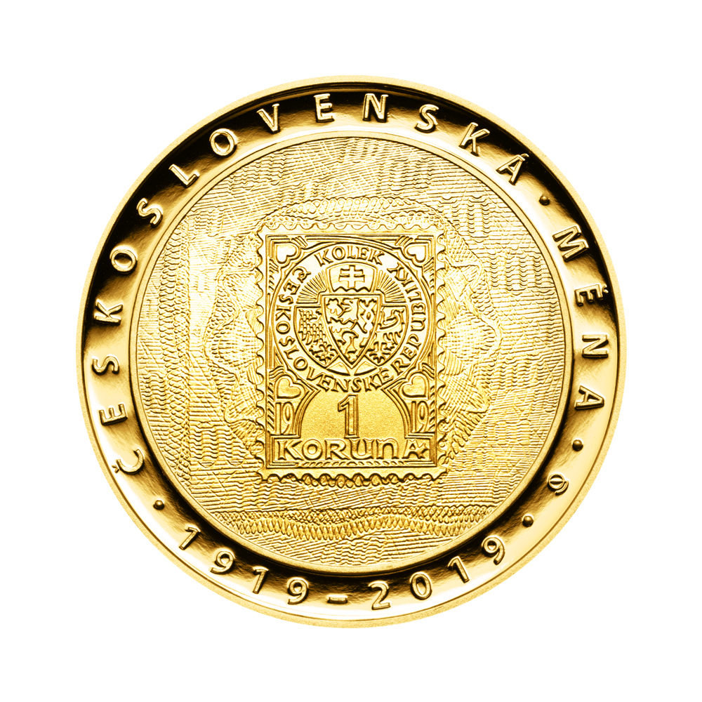 Zlatá mince 10000 Kč Zavedení československé měny 1oz 2019 Proof